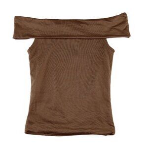 Antistar Off The Shoulder Crop Top Women's Size XS Brown Stretch Knit Shirt